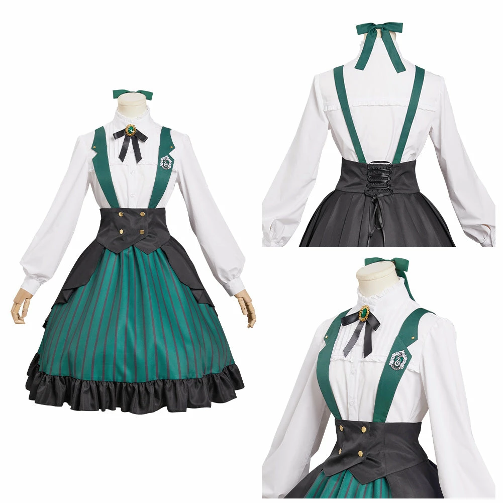 Harry Potter Slytherin Role Lolita Tenue Décontractée Uniforme Cosplay Costume 5 Harry Potter Slytherin Role Lolita Tenue Décontractée Uniforme Cosplay Costume – Image 3