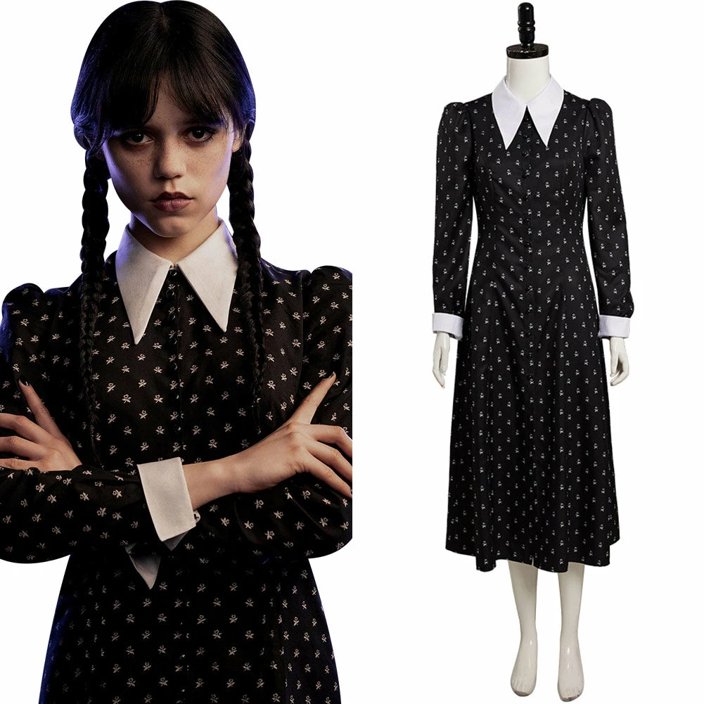 2022 TV Wednesday Enfant & Femme Mercredi Addams Cosplay Costume 3 2022 TV Wednesday Enfant & Femme Mercredi Addams Cosplay Costume