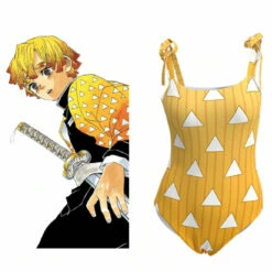 Demon Slayer: Kimetsu No Yaiba Agatsuma Zenitsu Maillot De Bain Cosplay Costume