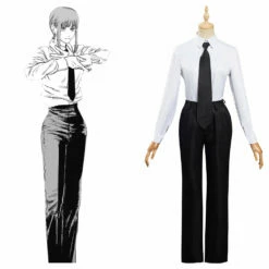 Anime Adulte Chainsaw Man Makima Pantalon Top Cravate Cosplay Costume