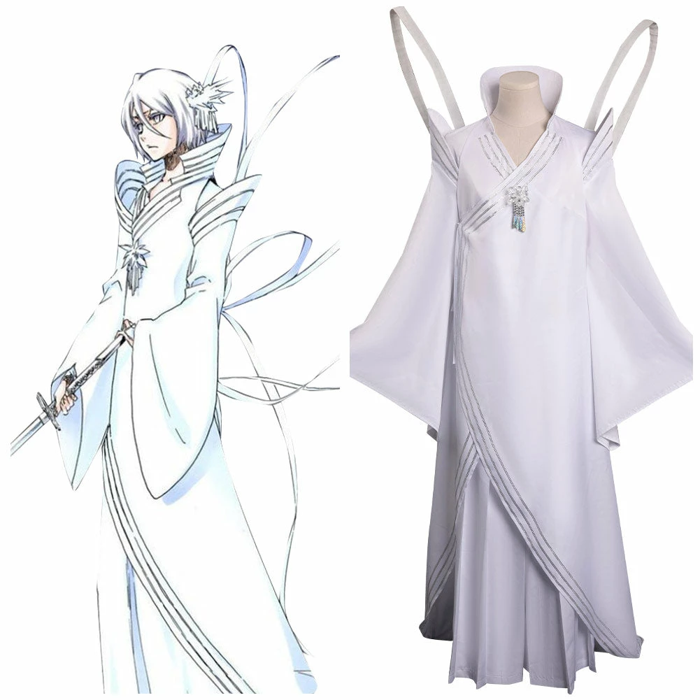 Bleach Kuchiki Rukia Japanese Kimono Uniform Blanc Carnaval 3 Bleach Kuchiki Rukia Japanese Kimono Uniform Blanc Carnaval