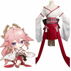 Genshin Impact Yae Miko Kimono Robe Cosplay Costume Carnaval