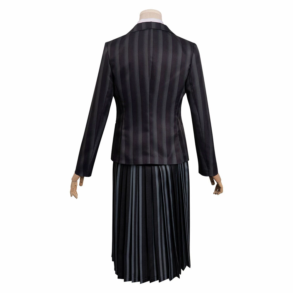 Enfant Wednesday Addams Mercredi Cosplay Costume Uniforme Ecole Carnaval 4 Enfant Wednesday Addams Mercredi Cosplay Costume Uniforme Ecole Carnaval – Image 2