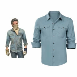 The Last Of Us Joel Miller T-Shirt Bleu Cosplay Costume Carnaval