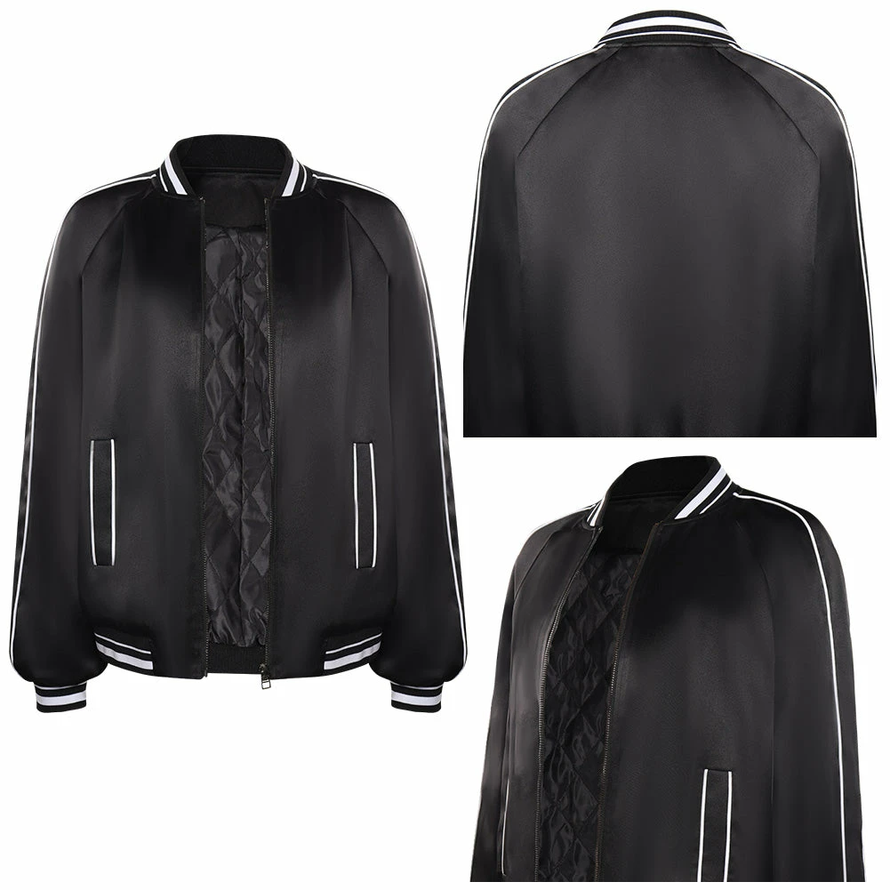 Adulte Wednesday Addams Wednesday Manteau De Baseball Cosplay Costume 5 Adulte Wednesday Addams Wednesday Manteau De Baseball Cosplay Costume – Image 3