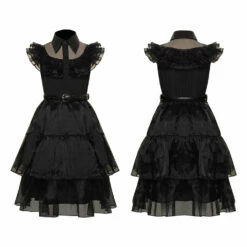 Enfant Wednesday Addams Wednesday Mercredi Boule Noir Robe Cosplay Costume Carnaval