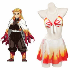 Demon Slayer Kimetsu No Yaiba Rengoku Kyujurou Maillot De Bain Cosplay Costume