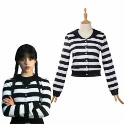 Adulte Wednesday Addams Rayures T-Shirt Cosplay Costume Carnaval