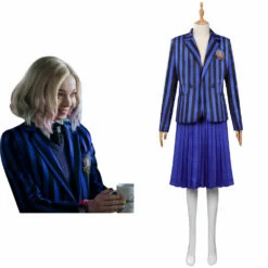 Adulte & Enfant Wednesday Addams Wednesday Bleu Uniforme Scolaire Ensemble Cosplay Costume