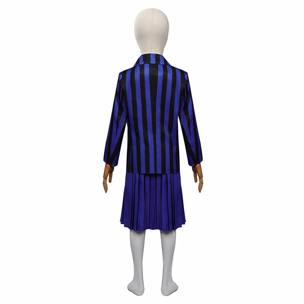 Enfant Wednesday Addams Wednesday Bleu Uniforme Scolaire Ensemble Cosplay Costume 4 Enfant Wednesday Addams Wednesday Bleu Uniforme Scolaire Ensemble Cosplay Costume – Image 2