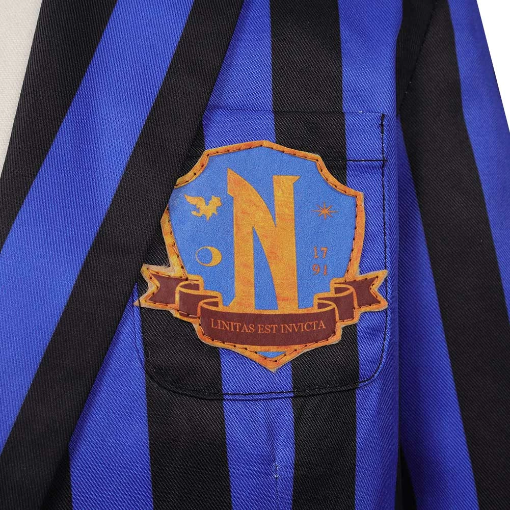 Enfant Wednesday Addams Wednesday Bleu Uniforme Scolaire Ensemble Cosplay Costume 9 Enfant Wednesday Addams Wednesday Bleu Uniforme Scolaire Ensemble Cosplay Costume – Image 7