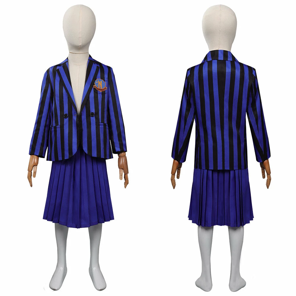 Enfant Wednesday Addams Wednesday Bleu Uniforme Scolaire Ensemble Cosplay Costume 3 Enfant Wednesday Addams Wednesday Bleu Uniforme Scolaire Ensemble Cosplay Costume
