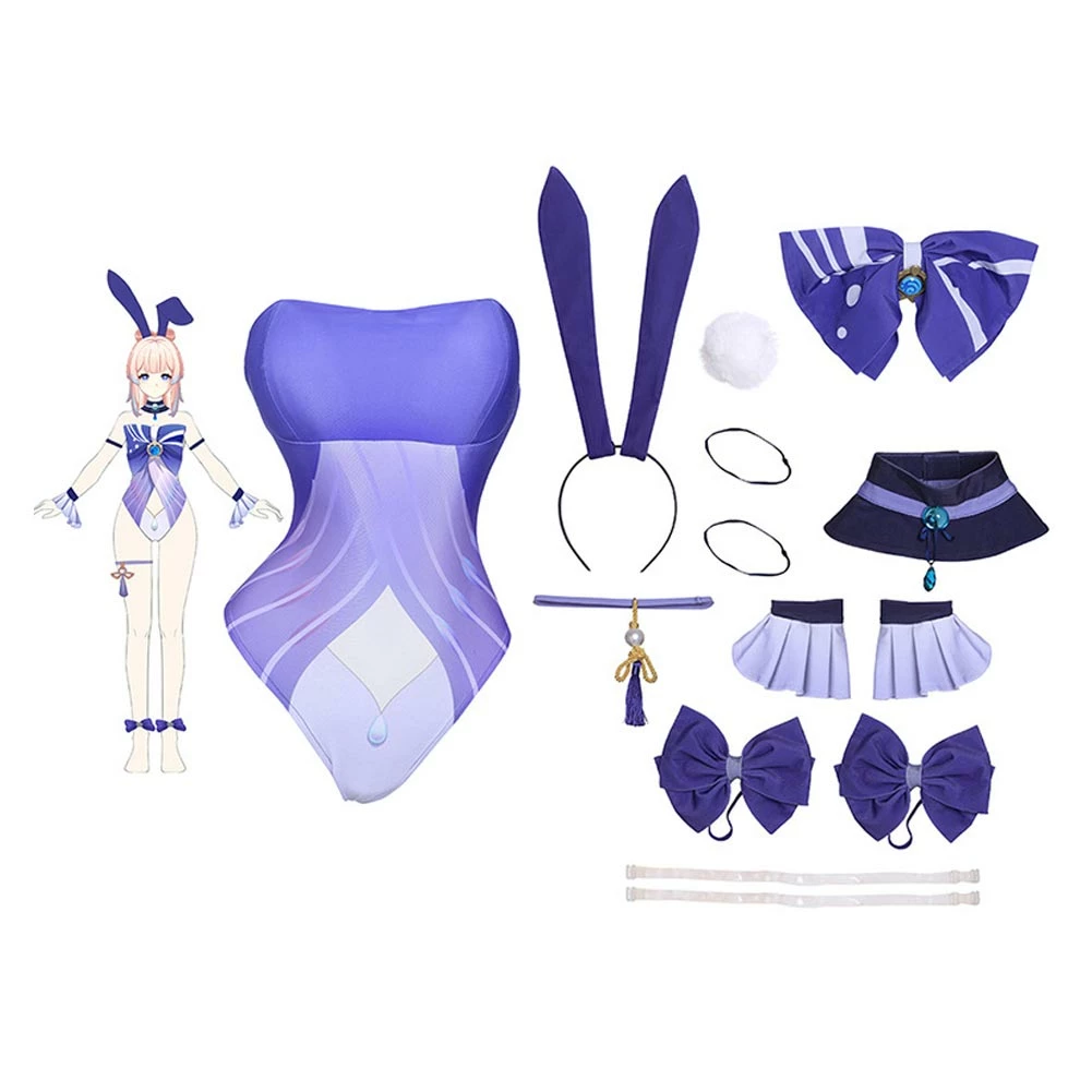 Genshin Impact Sangonomiya Kokomi Bunny Girls Cosplay Costume 7 Genshin Impact Sangonomiya Kokomi Bunny Girls Cosplay Costume – Image 5