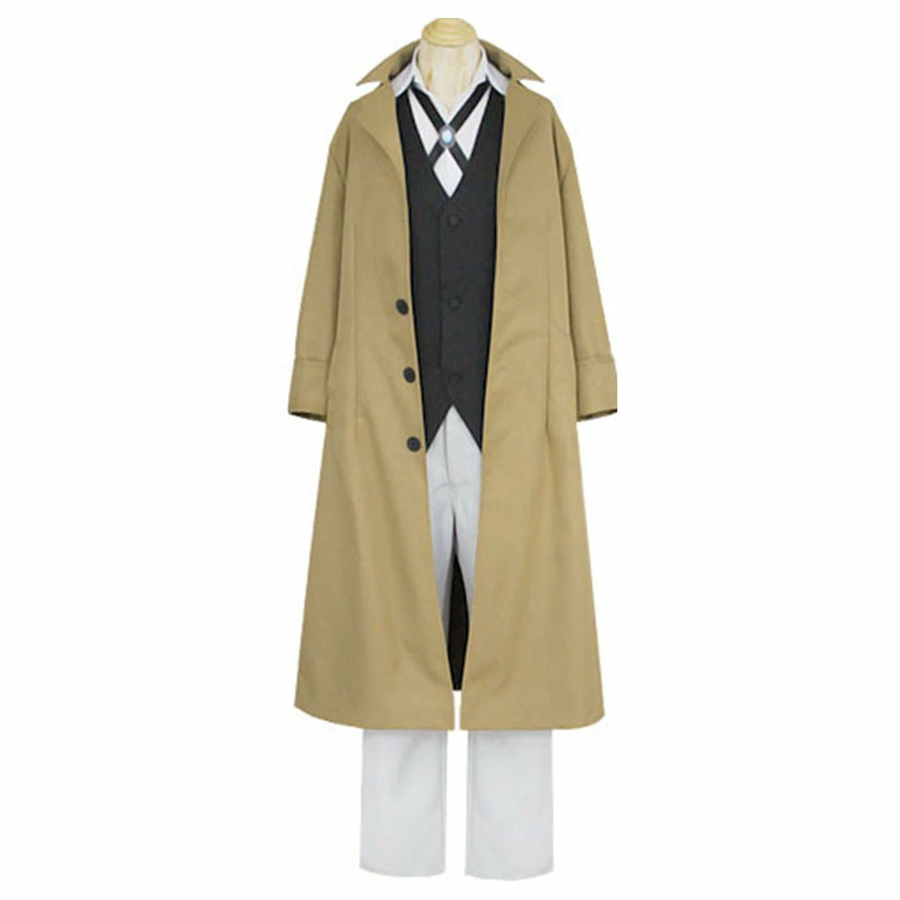 Adulte Bungo Stray Dogs Dazai Osamu Kaki Uniform Cosplay Costume Carnaval 5 Adulte Bungo Stray Dogs Dazai Osamu Kaki Uniform Cosplay Costume Carnaval – Image 3