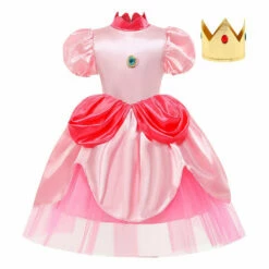 Enfant Super Mario Bros Peach Princess Cosplay Costume -NEWCOSSKY Soldes 6ed90cc2026e7f77fbcce096bdce11aa