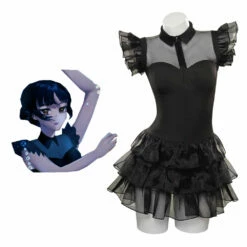 Wednesday Addams Wednesday Robe Design Original Combinaison Cosplay Costume Carnaval