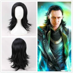 Thor Film Loki Perruque Noire Cosplay Perruque