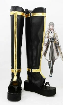 Touken Ranbu Tsurumaru Kuninaga Botte Cosplay Chaussures Version Noire