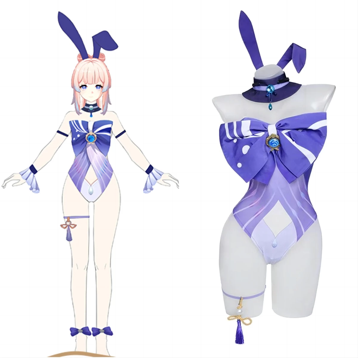 Genshin Impact Sangonomiya Kokomi Bunny Girls Cosplay Costume 3 Genshin Impact Sangonomiya Kokomi Bunny Girls Cosplay Costume