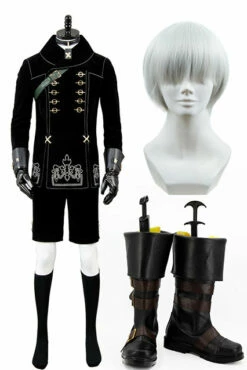 NieR:Automata 9S Cosplay Costume+Perruque+Bottes