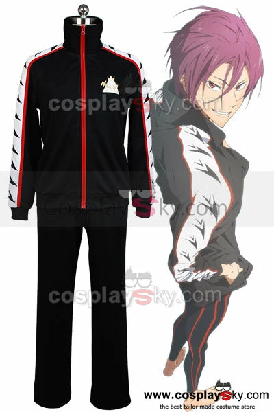 Free! Iwatobi Swim Club Rin Matsuoka Uniforme Noire Cosplay Costume 4 Free! Iwatobi Swim Club Rin Matsuoka Uniforme Noire Cosplay Costume – Image 2