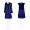 TV Adulte Wednesday Addams Mercredi Femme Tenue Scolaire Bleu Cosplay Costume -NEWCOSSKY Soldes goods 1670576449 07216